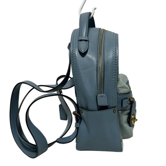 COACH - Navy Light Blue Multi Denim Leather Backpack 191-080625 - Picture 3 of 8